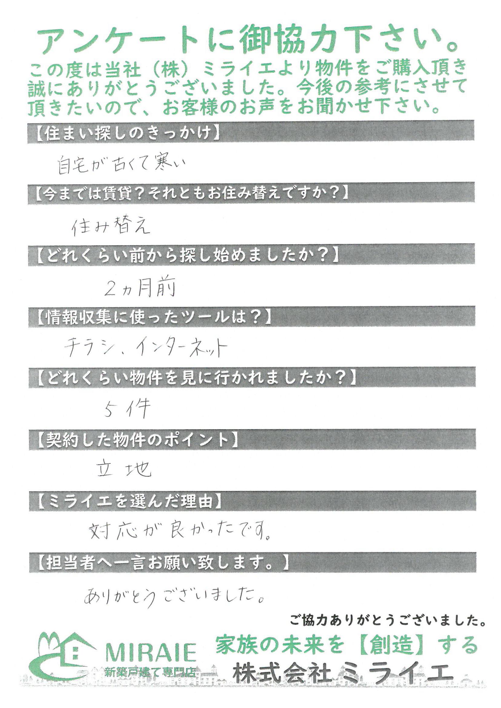 お客様に頂いたアンケート