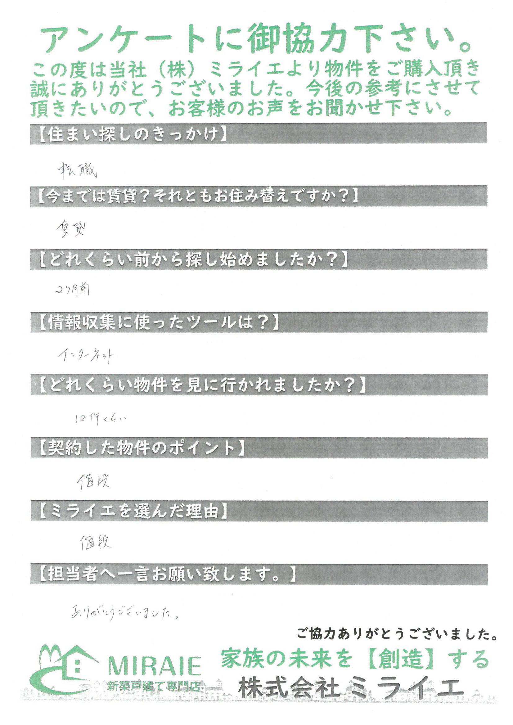 お客様に頂いたアンケート