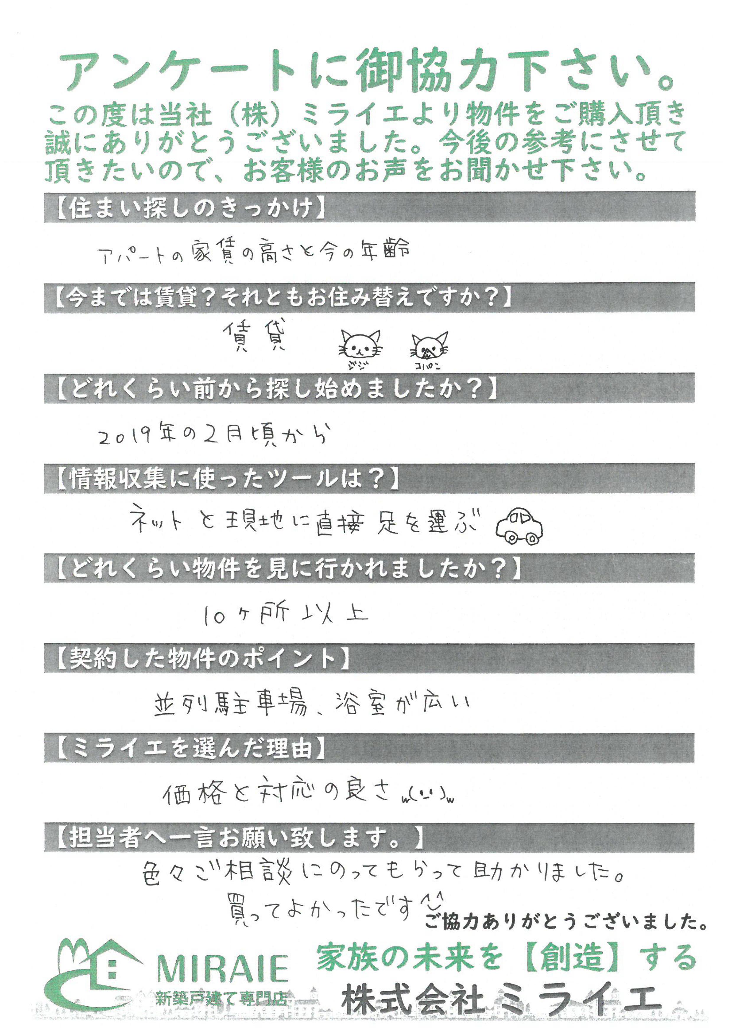 お客様に頂いたアンケート